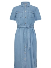 M&Co Blue Light Wash Tencel Denim Midi Dress - Image 6 of 6