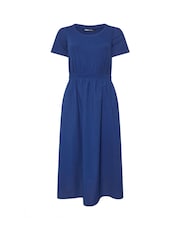 Yours Curve Blue 100% Cotton Mixed Fabric Skater Midaxi Dress - Image 5 of 5