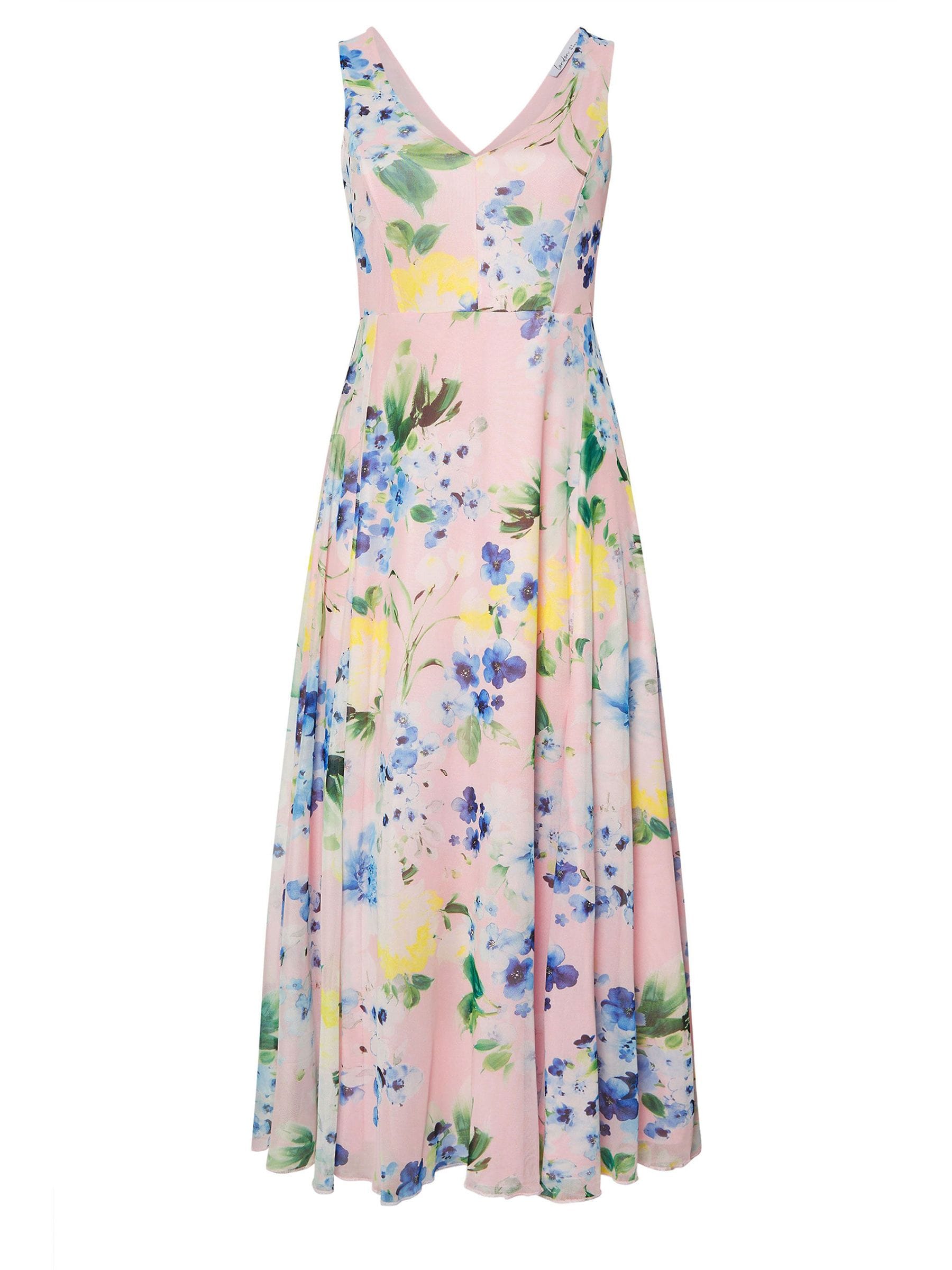 Yours Curve Pink London Floral Mesh Sleeveless Maxi Dress