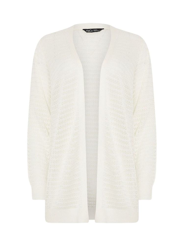 M&Co Natural Light Weight Pointelle Cardigan - Image 5 of 5