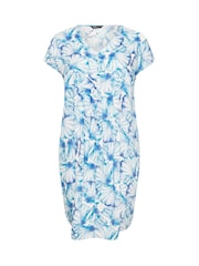Yours Curve Blue Pleated Front Dress - Image 5 of 5