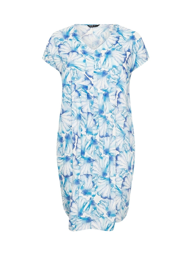 Yours Curve Blue Pleated Front Dress - Image 5 of 5