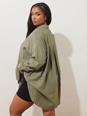 Yours Curve Green Long Sleeve Linen Shirt - Image 2 of 5