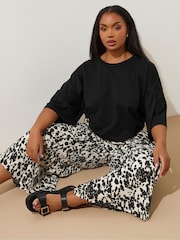 Yours Curve Black Jersey Midaxi Culotte Trousers - Image 1 of 6