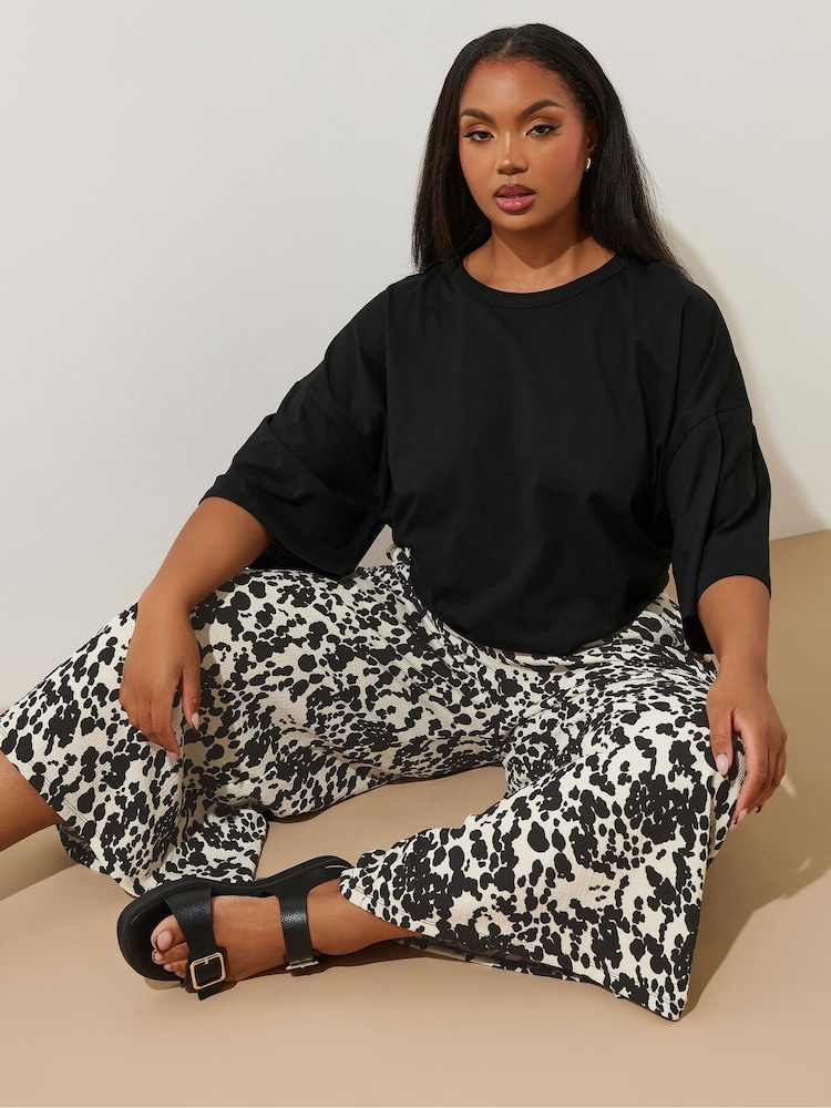 Yours Curve Black Jersey Midaxi Culotte Trousers - Image 1 of 6