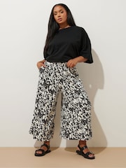 Yours Curve Black Jersey Midaxi Culotte Trousers - Image 2 of 6