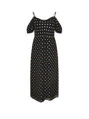 Yours Curve Black London Foil Cold Shoulder Dress - Image 6 of 6