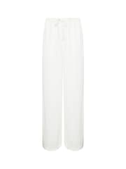 Long Tall Sally White Linen Tie Waist Wide Leg Trousers L34 - Image 5 of 6