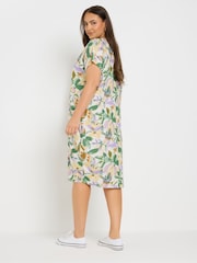 Yours Curve Natural Pleated Front Dress - Image 3 of 5