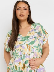Yours Curve Natural Pleated Front Dress - Image 4 of 5
