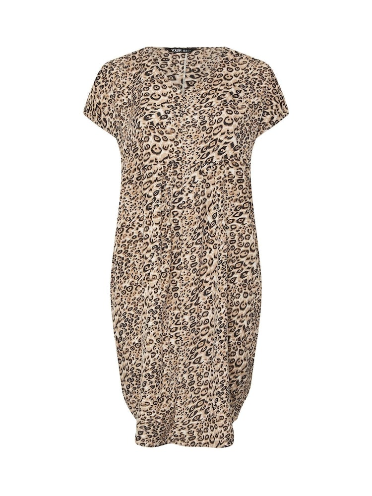 Yours Curve Brown Pleated Front Dress - Image 5 of 5