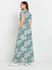 Long Tall Sally Green 100% Cotton Palm Tie Waist Dress - Image 3 of 5