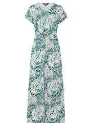 Long Tall Sally Green 100% Cotton Palm Tie Waist Dress - Image 5 of 5