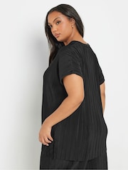 Yours Curve Black Plisse Grown Co-ord T-Shirt - Image 3 of 5