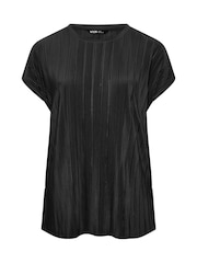 Yours Curve Black Plisse Grown Co-ord T-Shirt - Image 5 of 5