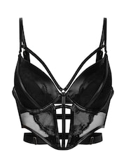 Hunkemoller Nadia Padded Underwired Longline Brown Push-Up Bra - Imagen 4 de 5