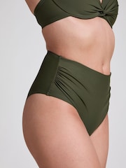 Hunkemoller Luna High-Waisted Shaping Cheeky Green Bikini Bottoms - Image 3 of 5