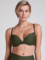 Hunkemoller Green Luna Padded Push-Up Bikini Top - Image 1 of 5