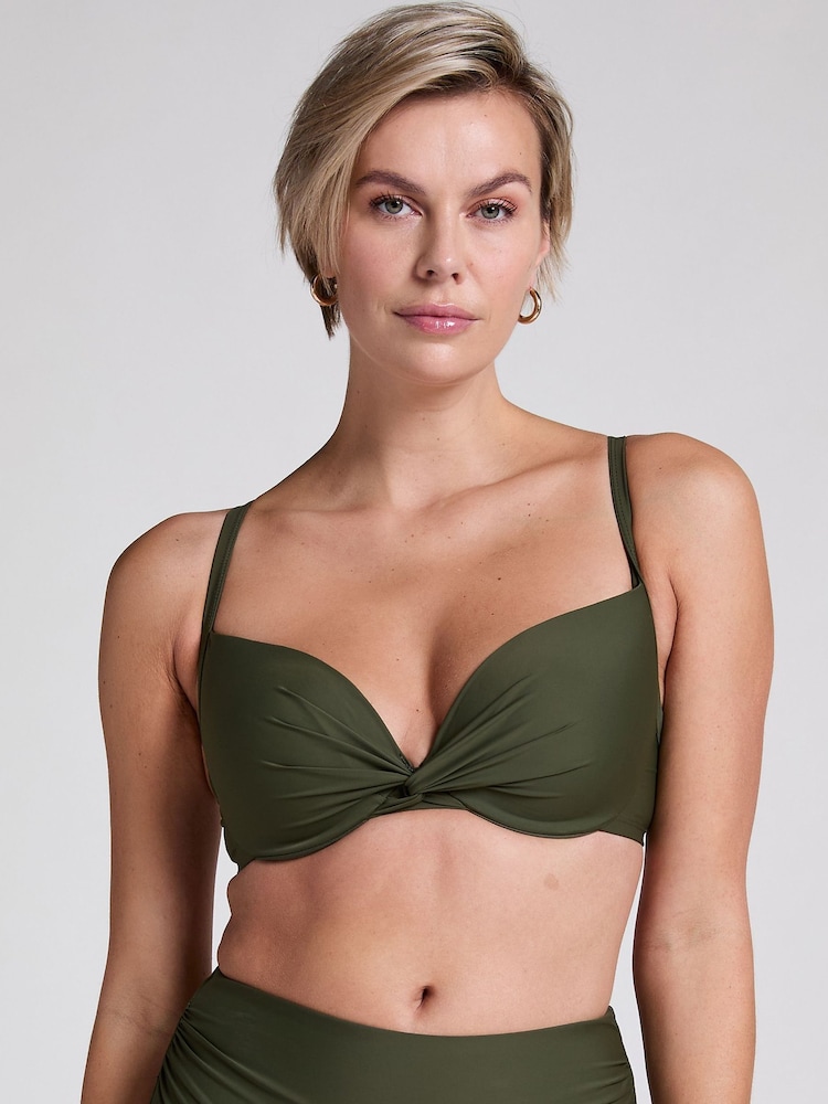 Hunkemoller Green Luna Padded Push-Up Bikini Top - Image 1 of 5