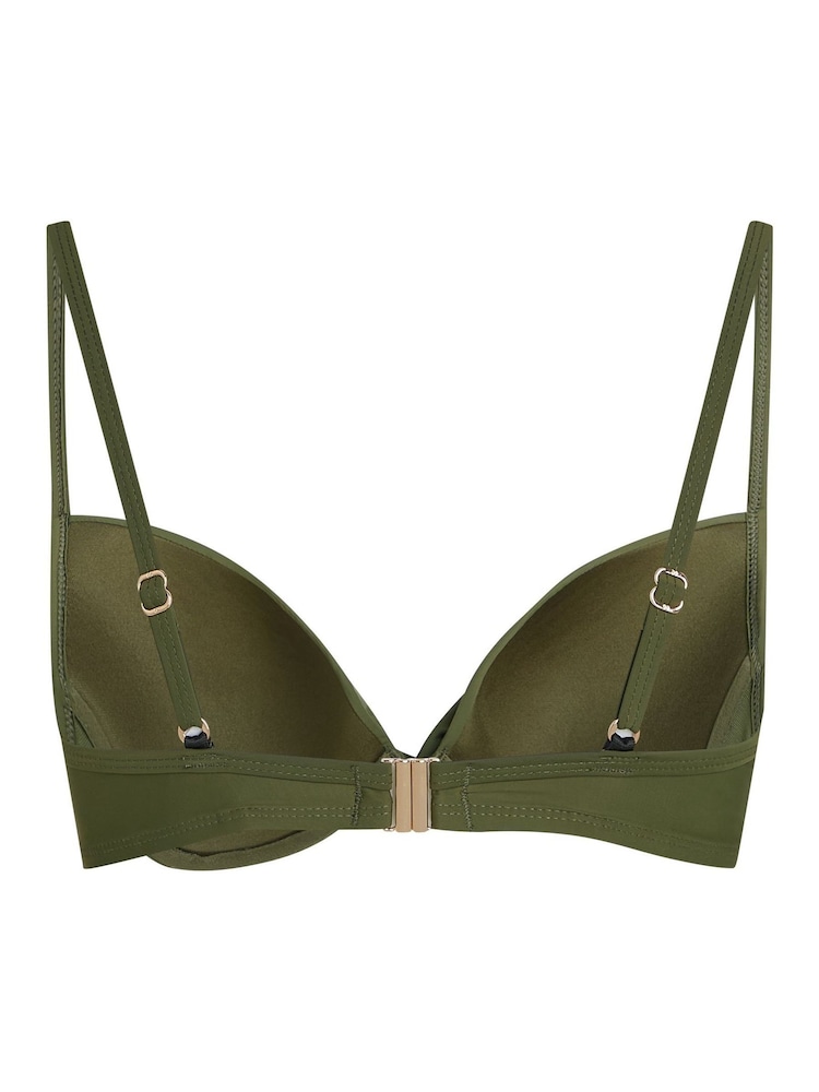 Hunkemoller Green Luna Padded Push-Up Bikini Top - Image 5 of 5