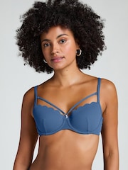 Hunkemoller Scallop Padded Underwired Black Bikini Top - Image 1 of 5