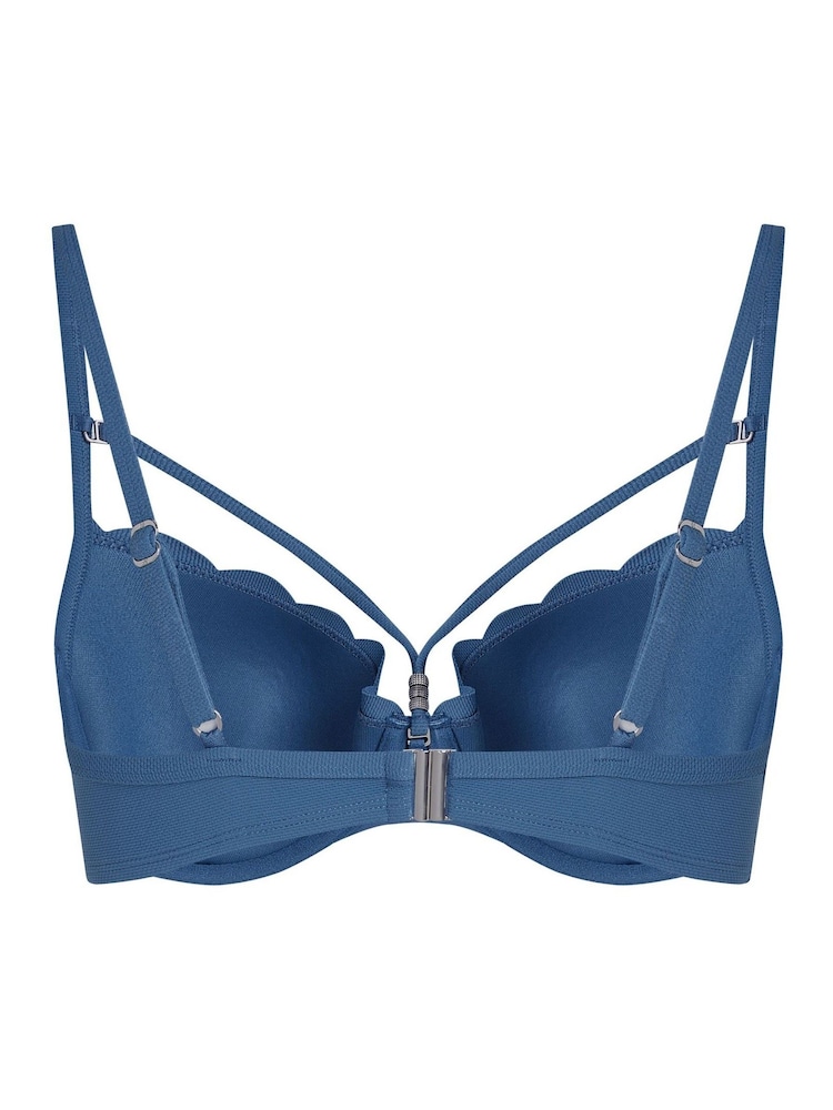 Hunkemoller Scallop Padded Underwired Black Bikini Top - Image 5 of 5