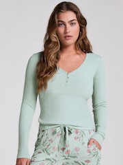 Hunkemöller Green Long-Sleeved Pyjama Top - Image 1 of 5