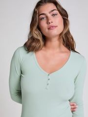 Hunkemöller Green Long-Sleeved Pyjama Top - Image 3 of 5