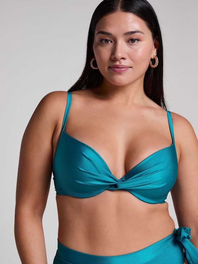 Hunkemoller Aqua Blue Bikini Top - Image 1 of 5