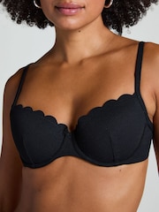 Hunkemoller Scallop Padded Underwired Black Bikini Top - Image 2 of 5