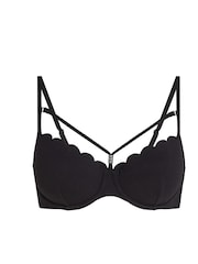 Hunkemoller Scallop Padded Underwired Black Bikini Top - Image 4 of 5