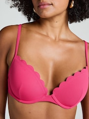 Rose - Haut de bikini Hunkemoller push-up rose à armatures festonné bonnet A - E - Image 3 of 5