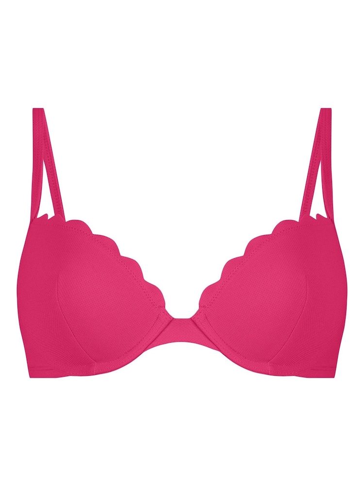 Rose - Haut de bikini Hunkemoller push-up rose à armatures festonné bonnet A - E - Image 4 of 5