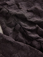Chocolate Brown Long Sleeve Slash Neck Lace Top - Image 3 of 3