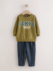 Khaki Green Tokyo Long Sleeve Top And Joggers Set (3mths-7yrs) - Image 5 of 10