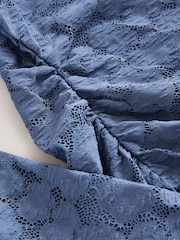 Blue Long Sleeve Slash Neck Lace Top - Image 3 of 3