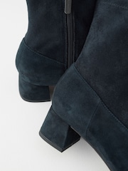 Navy Blue Suede Motionflex Block Heeled Sock Boots - Image 10 of 11
