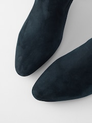 Navy Blue Suede Motionflex Block Heeled Sock Boots - Image 4 of 6