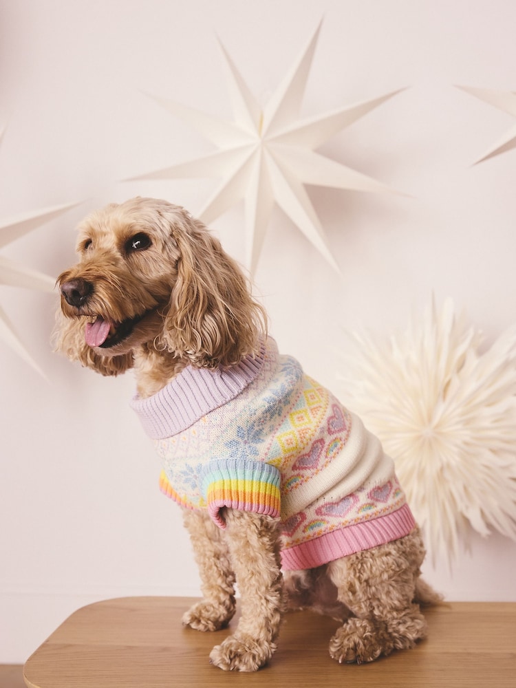 Little Bird by Jools Oliver Pastel Rainbow Knitted Pets Jumper - Image 1 of 7 Little Bird by Jools Oliver Pastel Rainbow Knitted Pets Jumper - Image 1 of 7