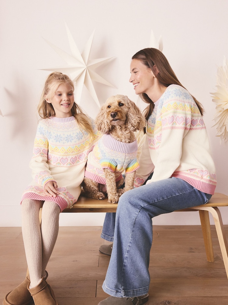Little Bird by Jools Oliver Pastel Rainbow Knitted Pets Jumper - Image 2 of 7 Little Bird by Jools Oliver Pastel Rainbow Knitted Pets Jumper - Image 2 of 7