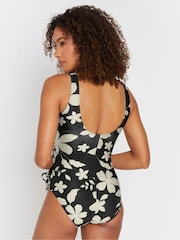 M&Co Black Silhouette Floral Print Wrap Swimsuit - Image 4 of 7