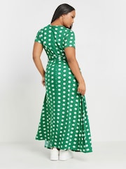 Yours Curve Green Wrap Maxi Dress - Image 2 of 5