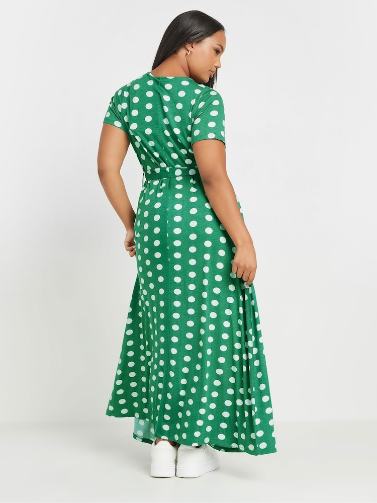 Yours Curve Green Wrap Maxi Dress - Image 2 of 5