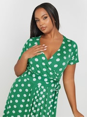 Yours Curve Green Wrap Maxi Dress - Image 3 of 5