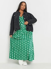 Yours Curve Green Wrap Maxi Dress - Image 4 of 5
