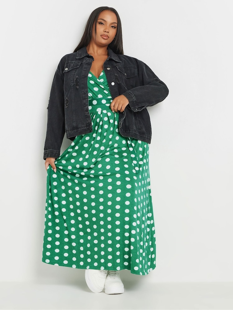 plus size green polka dot dress Mafytytpr Women's Plus Size Polka Dots Dress Summer Fashion V-Neck Short Sleeve Pleated Long Dresses Green XL