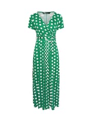 Yours Curve Green Wrap Maxi Dress - Image 5 of 5