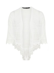 Yours Curve White Waterfall Lace Trim Cardigan - Image 5 of 5
