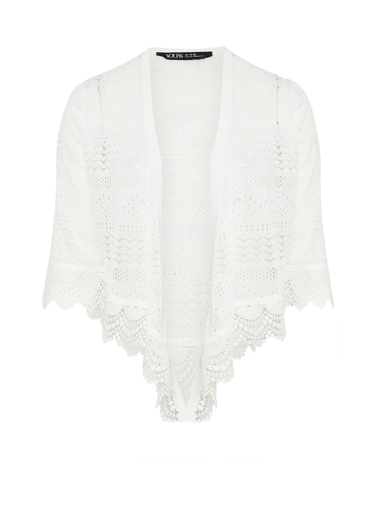 Yours Curve White Waterfall Lace Trim Cardigan - Image 5 of 5