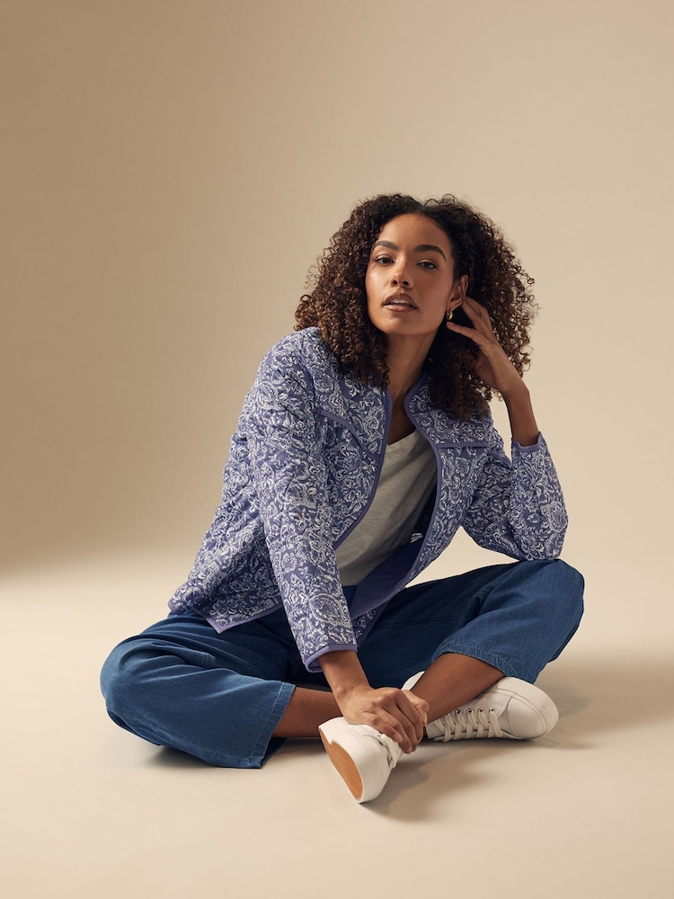 M&Co Blue 100% Cotton Quilted Jacket - Image 1 of 5